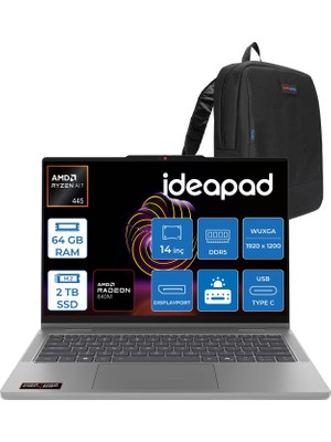 Lenovo Ideapad 5 2-In-1 14AGP11 Amd Ryzen Aı 7 445 64GB Ddr5 2tb SSD Radeon™ 840M Graphics 14" Wuxga (1920X1200) IPS 400NITS Dokunmatik Freedos Bilgisayar 83UH0049TRF24+ZETTAÇANTA