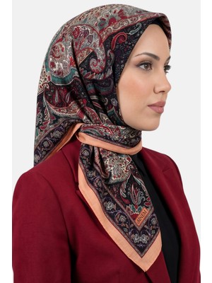 Hadiora Kadın Siyah Somon Pembe Etnik Desen Dikişli Yazma