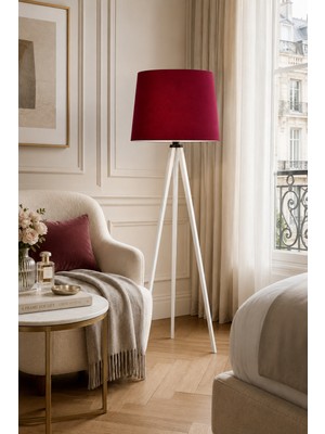 Vivido Home Mono Kumaş Bordo Ahşap Lambader