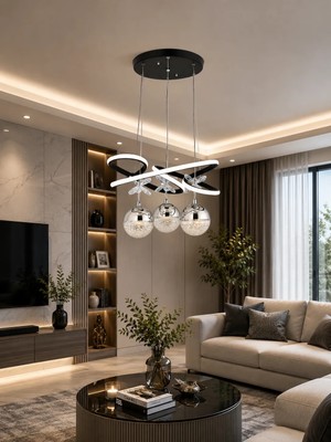 Gusto Lighting Ciara 3 Toplu Modern LED Sarkıt Avize Siyah Renk Yanabilen Modern Avize,salon LED Avize