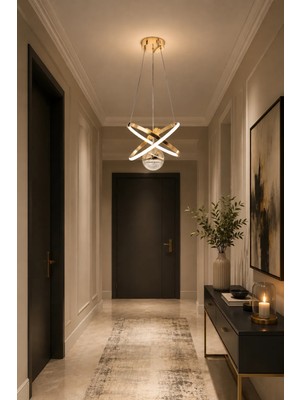 Gusto Lighting Modern Carla Tek Top LED Sarkıt Avize Gold,3 Renk Ayarlanabilir LED Avize.salon