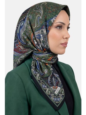 Hadiora Kadın Siyah Yeşil Etnik Desen Dikişli Yazma