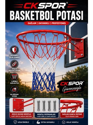 CKSpor 45 cm Duvara Monte Basketbol Potası ve Filesi Dayanıklı Metal Çember ile Eğlenceli Oyun