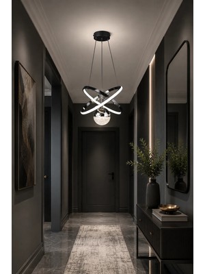 Gusto Lighting Modern Carla Tek Top LED Sarkıt Avıze,siyah ,3 Renk Ayarlanabilir LED Avize.antre