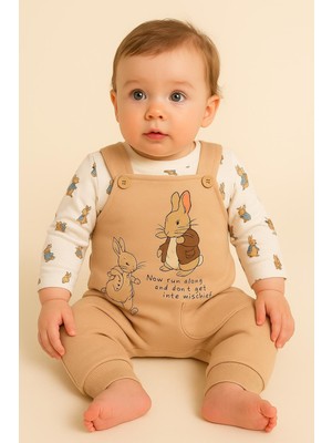 Rapapa Bebek Tulum Takım – Tavşan Desenli Uzun Kollu Tshirt ve Salopet (2’li Set) 9745-