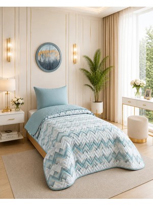 Ely Parker Tek Kişilik Pike Çift Taraflı Kapitone Pike ve Yatak Örtüsü Takımı – 160X230 cm Desenli (Çarşafsız)