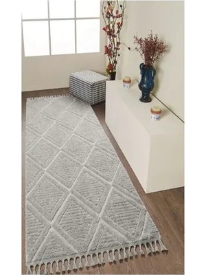 Vivense Elit Bukleli Yumuşak Peluş Post Shaggy Halı, K742B, 80X400