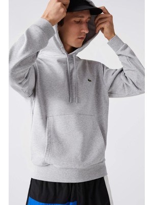Lacoste Men's Classic Fit Kapüşonlu Yaka Sweatshirt Gri