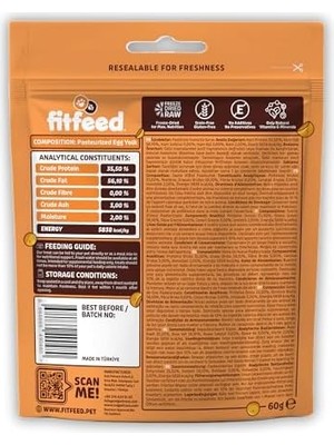 Lidyada Maison Fitfeed Freeze-Dried Çiğ Yumurta Sarısı Kedi Ödül Maması 60G