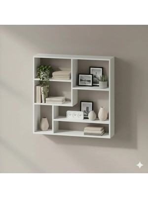 Rafixa Kare Geometrik Duvar Rafı Modern Kitaplık ve Dekoratif Obje Düzenleyici