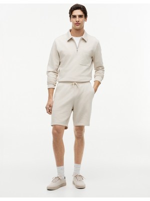Tommy Hilfiger Essentıal Terry Sweatshort Erkek Bej Eşofman Altı - MW0MW37240