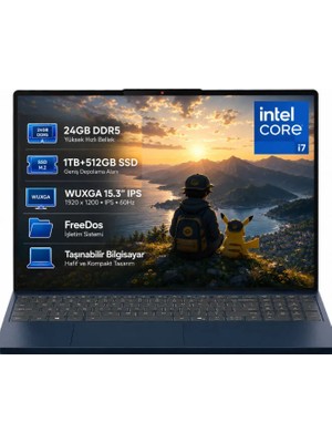 Lenovo Ideapad Slim 3 15IRH10 83K10061TR-05 I7-13620H 24GB Ddr5 1TB+512GB SSD Wuxga 15.3" IPS 60Hz Freedos Taşınabilir Bilgisayar