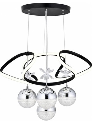 Gusto Lighting Nadya 4 Toplu Modern Sarkıt Avize ,siyah Sarkıt Power LED Avize, 3 Renk Yanabilen LED Avize,