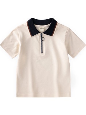 Cigit Polo Yaka T-Shirt 2-10 Yaş Ekru