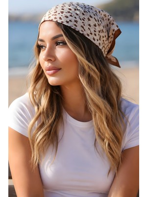 İmaj Butik Kahverengi Çiçek Desenli Bandana