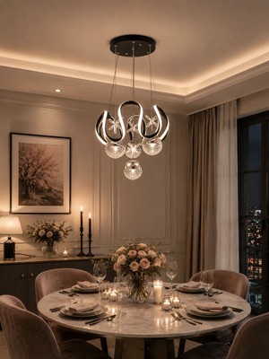 Gusto Lighting Cemre 4 Toplu Modern LED Sarkıt Avize ,siyah Sarkıt Power LED Avize, 3 Renk Yanabilen LED Avize,