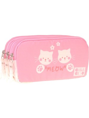Calacilo Kız Çocuk Ilkokul Kalem Çantası - Kedi Baskılı Pembe Renk (Cat) - C4040