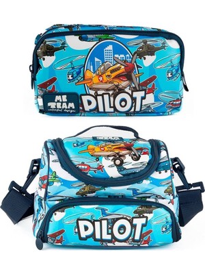 Me Team Erkek Çocuk Pilot Beslenme Çantası ve Kalemlik Seti (Ikili Set) - SETME25066