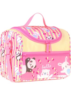 Kaukko Kids Kız Çocuk Hello Baskılı Isı Yalıtımlı Okul Beslenme Çantası (Sarı - Pembe) - L5309