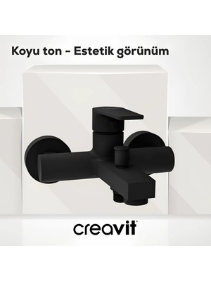 Creavit Sharp Mat Siyah Banyo Bataryası SR2510S Pirinç Malzemeden Estetik Tasarım ile Tekil Ürün