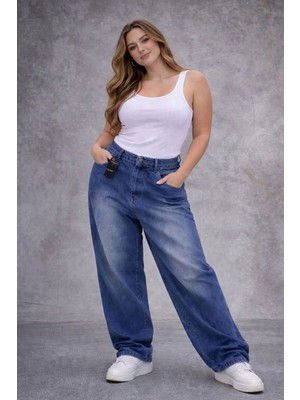 St.Poll Eskitme Yıkamalı Unisex Büyük Beden Baggy Jean Pantolon