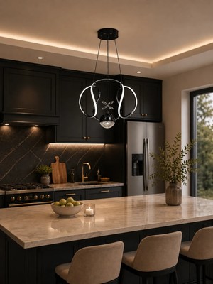 Gusto Lighting Elsa Tek Top LED Sarkıt Avize,siyah,3 Renk Yanabilen LED Avize, Modern Salon Oda LED Avize