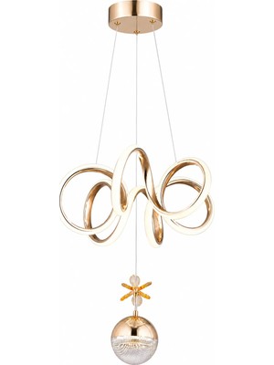 Gusto Lighting Laura Tek Top LED Sarkıt Avize,gold,3 Renk Yanabilen LED Avize, Modern Salon Oda LED Avize