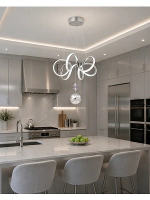 Gusto Lighting Laura Tek Top LED Sarkıt Avize,krom,3 Renk Yanabilen LED Avize, Modern Salon Oda LED Avize