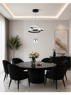 Gusto Lighting Parla Tek Top LED Sarkıt Avize,siyah3 Renk Yanabilen LED Avize, Modern Salon Oda LED Avize