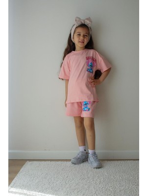 Jeliboom Stitch Ön Arkabaskılı Kız Çocuk Şortlu Takım