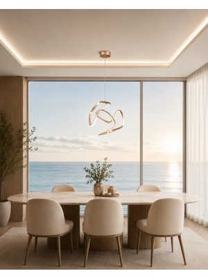 Gusto Lighting Lia Tekli LED Sarkıt Avize,gold,3 Renk Yanabilen LED Avize, Modern Salon Oda LED Avize