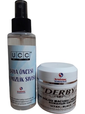 Derby Siyah Oto Döşeme Deri Çatlak Giderici Dolgu Tamir Macunu ve UCC Boya Öncesi Temizlik Sıvısı