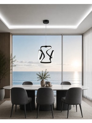 Gusto Lighting Lia Tekli LED Sarkıt Avize,siyah,3 Renk Yanabilen LED Avize, Modern Salon Oda LED Avize