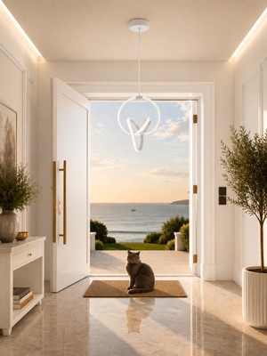 Gusto Lighting Dora LED Sarkıt Avize Beyaz,3 Renk Yanabilen LED Avize, Modern Salon Oda LED Avize