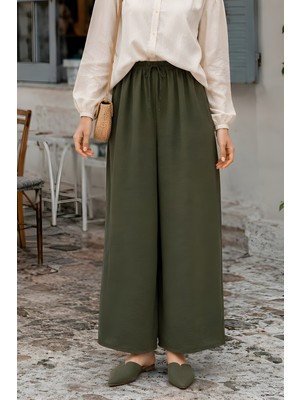 İmaj Butik Koyu Haki Bol Paça Ayrobin Pantolon