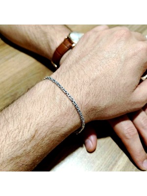 Lumiera Silver 925 Ayar Gümüş Kral Model Erkek Bileklik/2.5mm