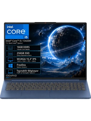 Lenovo Ideapad Slim 3 15IRH10 83K10062TR-04 Intel Core I5-13420H 16GB Ddr5 256GB SSD Wuxga 15.3" IPS 60Hz Freedos Taşınabilir Bilgisayar