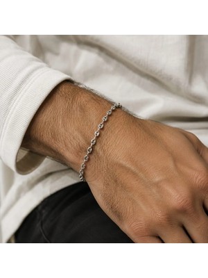 Lumiera Silver 925 Ayar Gümüş Gemici Model Erkek Bileklik -21CM/4.5MM