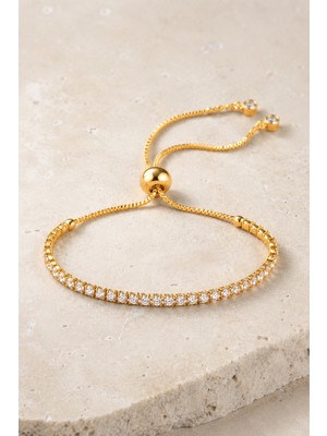 Trend Collection Gold Renk Su Yolu Taşlı Ayarlanabilir Kadın Bileklik