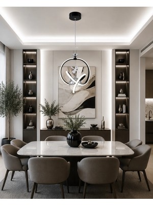 Gusto Lighting Dora Buyuk Tekli LED Sarkıt Avize,siyah,3 Renk Yanabilen LED Avize, Modern Salon Oda LED Avize