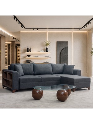 Edsy Home Comfort Köşe Koltuk Takımı Sandıklı Antrasit Sağ Köşe