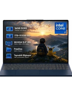 Lenovo Ideapad Slim 3 15IRH10 83K10061TR-01 I7-13620H 16gb Ddr5 1TB+512GB SSD Wuxga 15.3" IPS 60Hz Freedos Taşınabilir Bilgisayar
