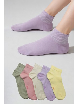 Belinoplus 5 Li Paket Pastel Renk Pamuklu Kısa Kadın Çorabı Kutulu Özel Seri