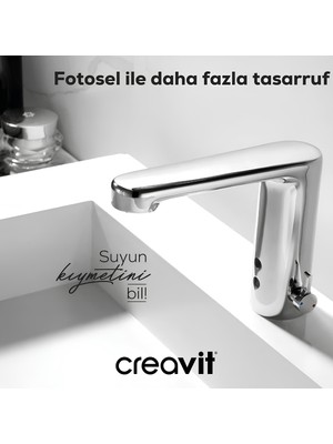 Creavit Krom Fotoselli Lavabo Bataryası Çift Su Girişli ES2410