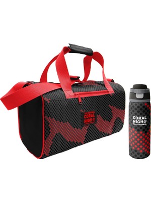 Coral High Siyah Kırmızı Nokta Desenli Erkek Çocuk Spor Çantası ve 800 ml Çelik Matara Seti 27555