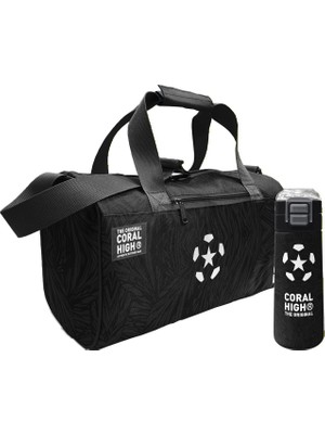 Coral High Siyah Beyaz Futbol Baskılı Erkek Çocuk Spor Çantası ve 500 ml Çelik Matara Seti 27535