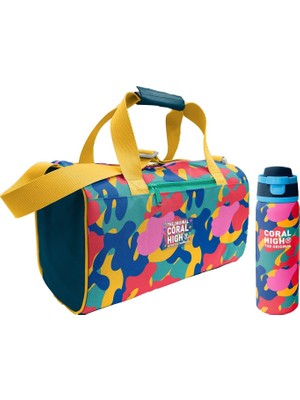 Coral High Renkli Kamuflaj Desenli Unisex Spor Çantası ve 800 ml Çelik Matara Seti 27549