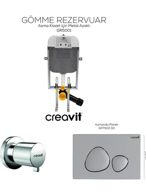 Creavit Spa Mat Gri Gömme Rezervuar Set GR5001-GP7002-MS.AC50L