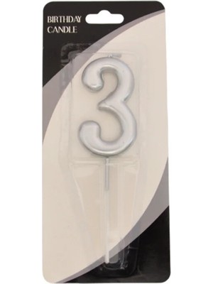 Party Country Rakam Mum 7 cm -Gümüş 3-