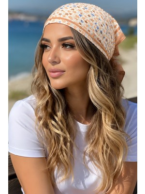 İmaj Butik Krem Çiçek Desenli Bandana